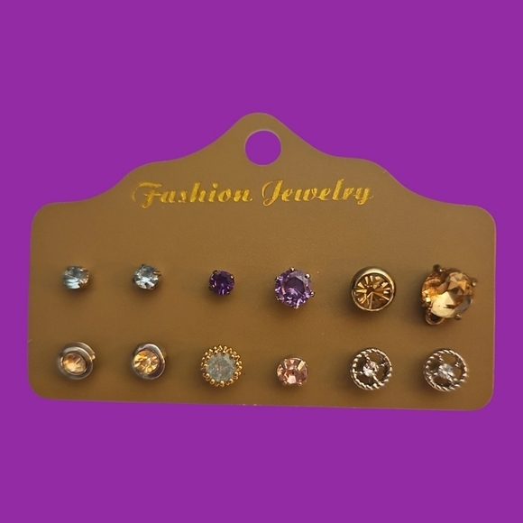 3/$30 Vintage Three Pair and Six Single Crystal Rhinestone Earrings - Picture 1 of 4